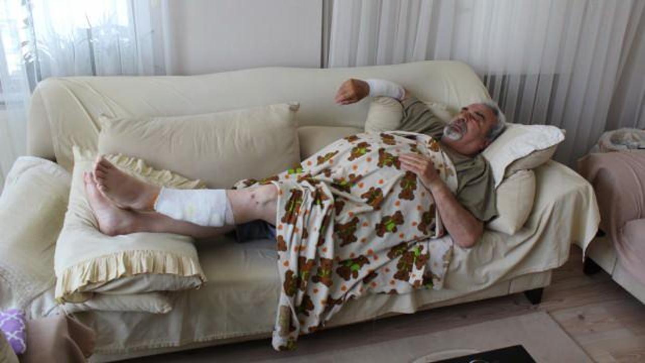 Aksaray’da yaşlı adam dehşeti yaşadı! Koluna 40, bacağına 36 dikiş