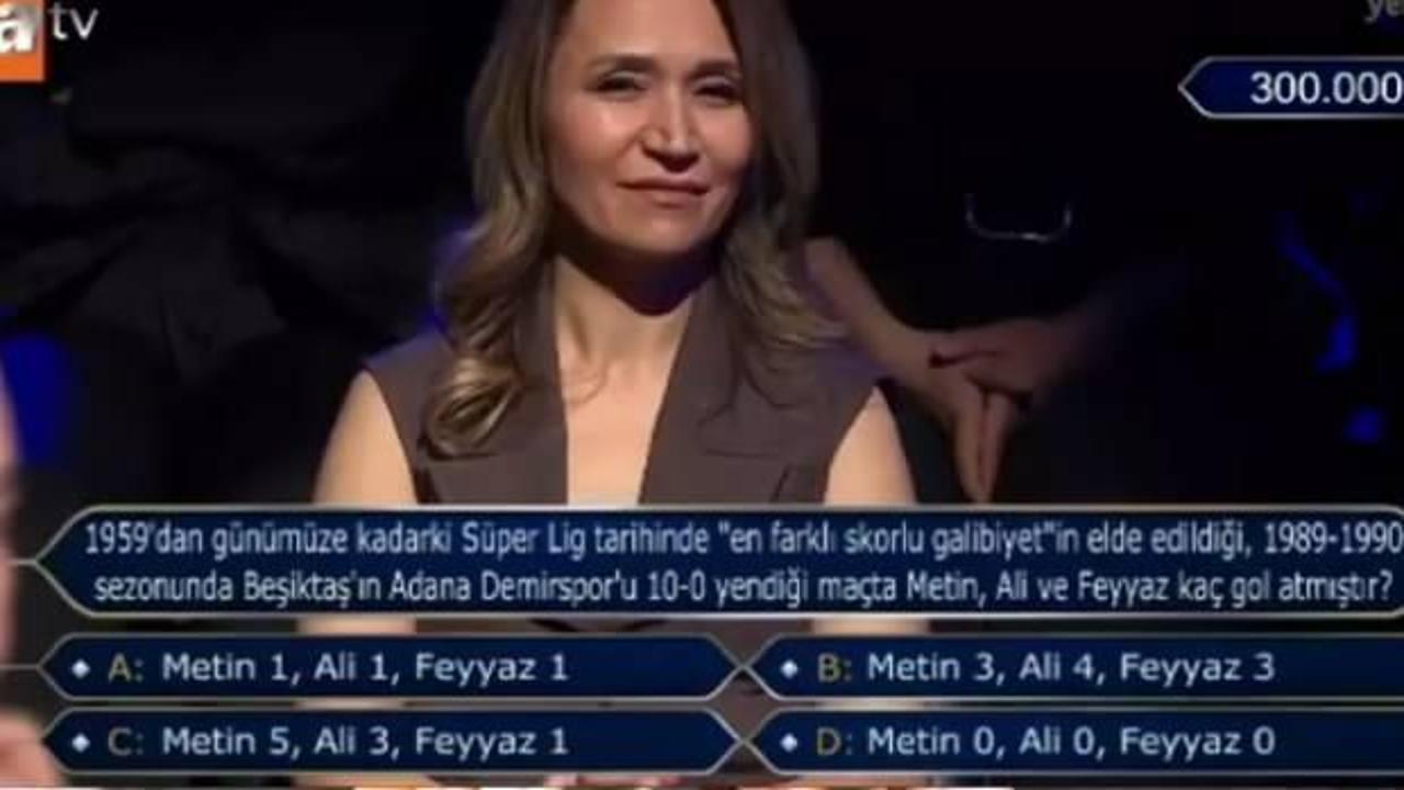 10-0'lık maçta Metin, Ali ve Feyyaz kaç gol attı? Milyoner'de 300 bin TL değerindeki soru