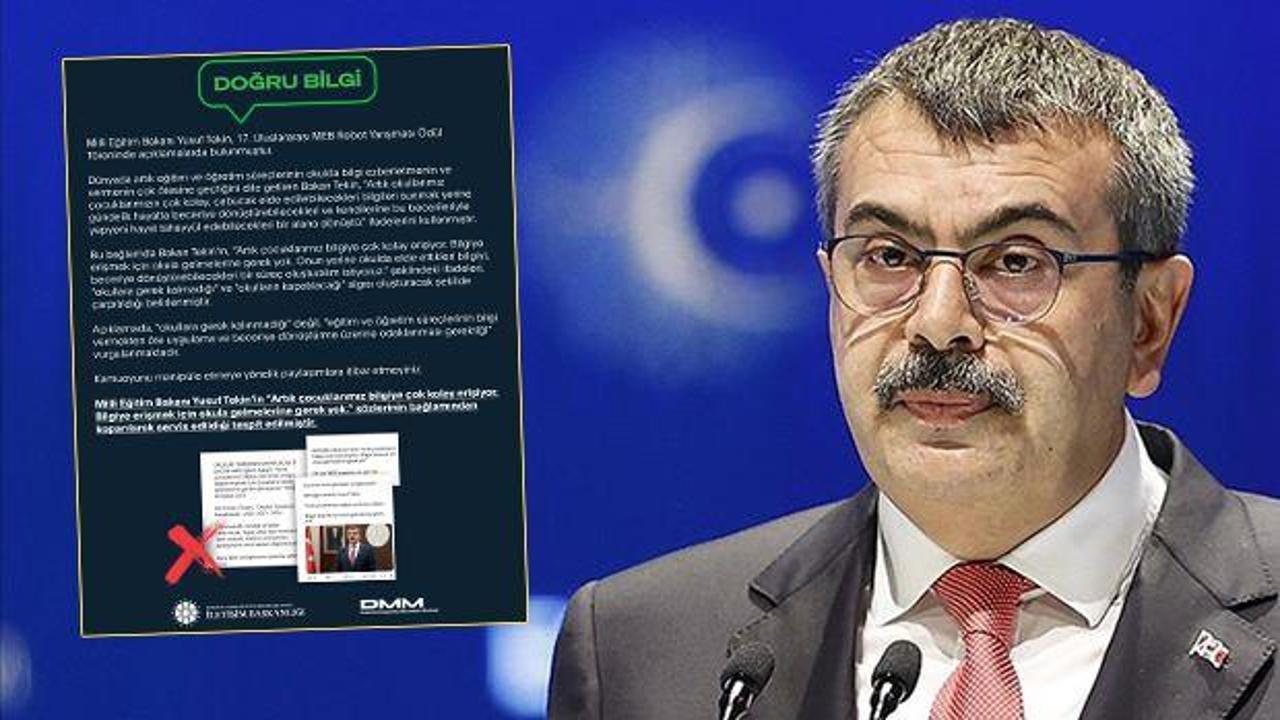 Bakan Tekin'in 'Okula gerek yok' s&ouml;zlerini s&ouml;ylediği iddiası yalanlandı