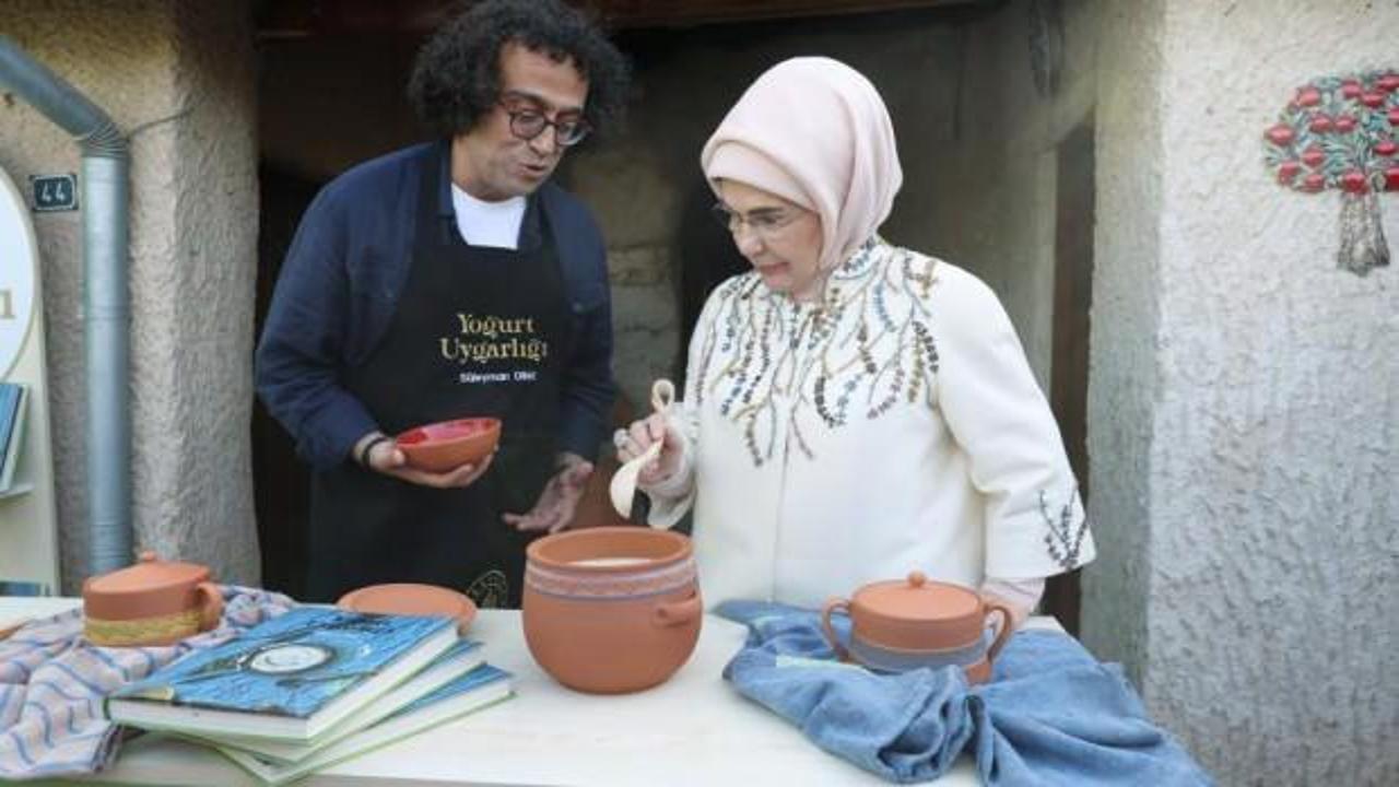Emine Erdoğan, yoğurt mayaladı