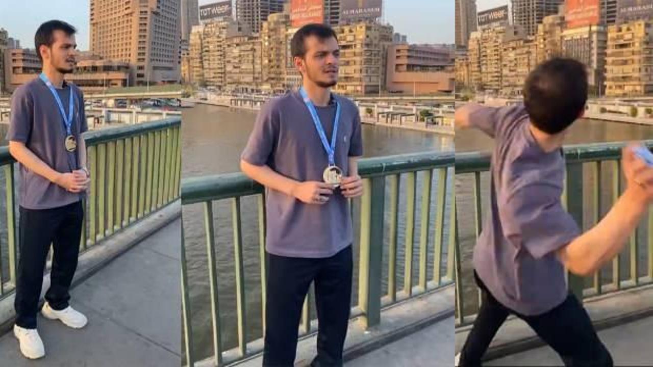 Sakaryalı sporcuya 'Filistin bayrağı' cezası: Altın madalyasını suya attı