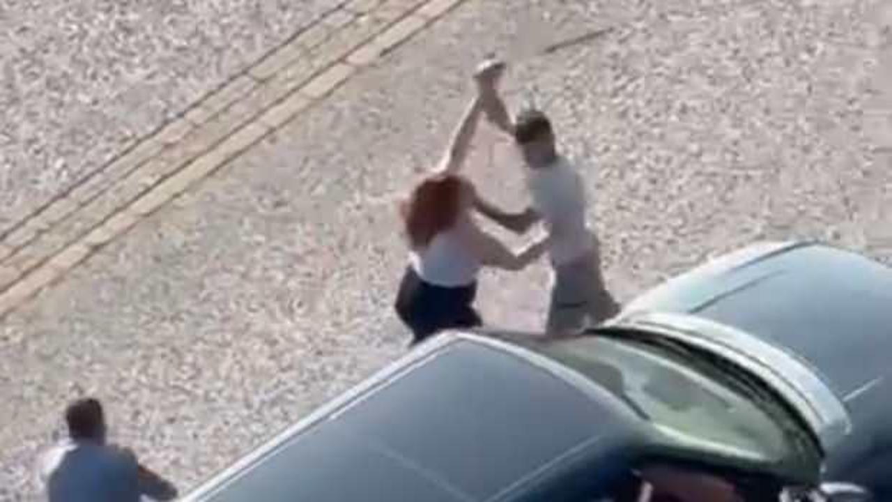 Başkentte 'd&ouml;ner bı&ccedil;aklı' kavga kamerada