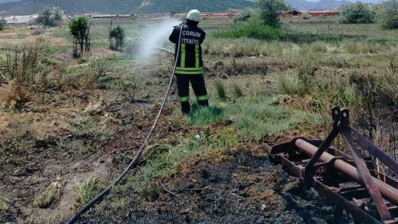 Çorum'da korkutan arazi yangını