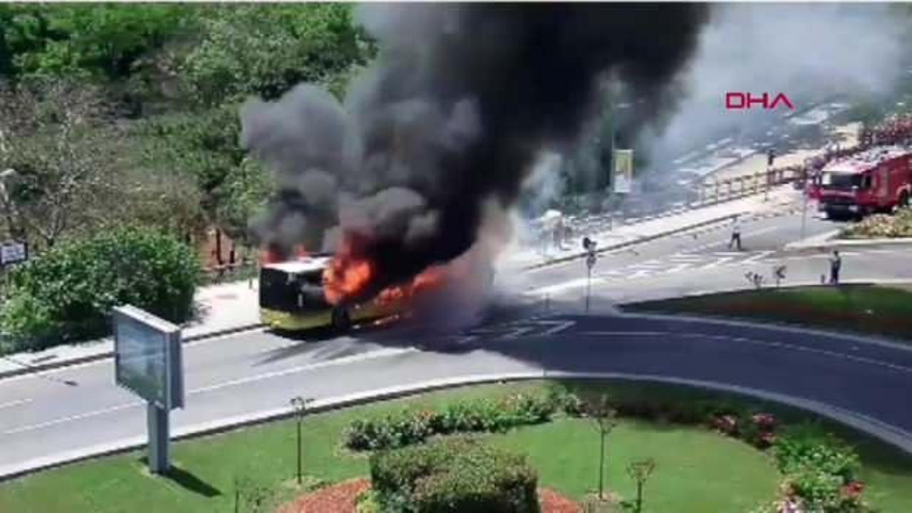 Son Dakika: Sarıyer'de İETT otobüsü alev alev yandı!