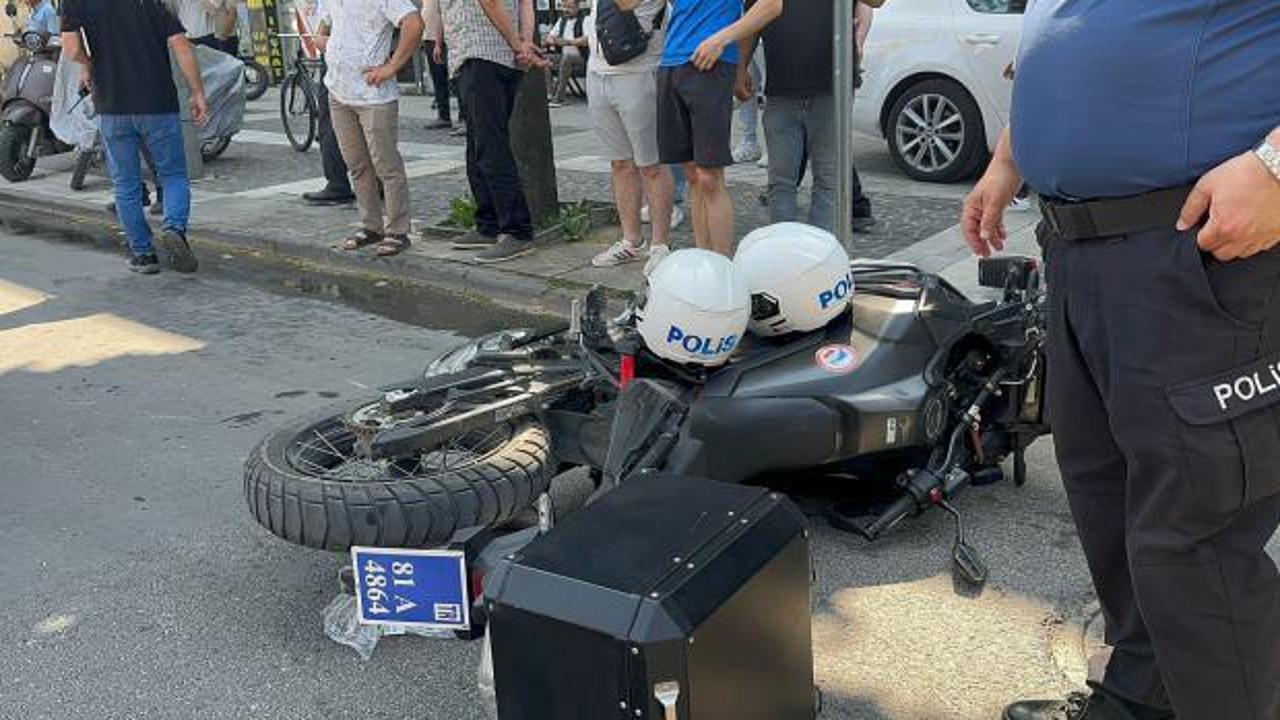 Otomobille motosiklet çarpıştı: 2 polis yaralı