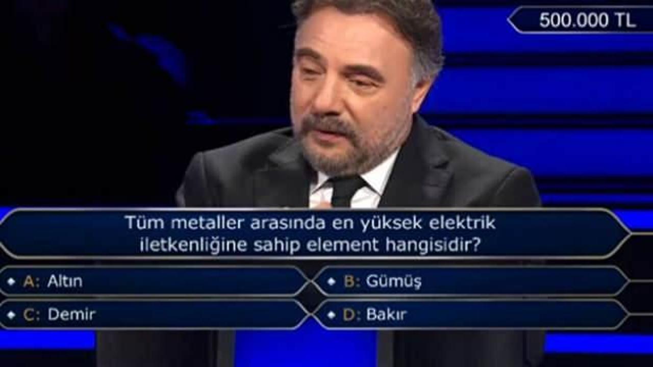 Milyoner'de 500 bin TL'lik soru dikkat çekti! İşte doğru cevabı