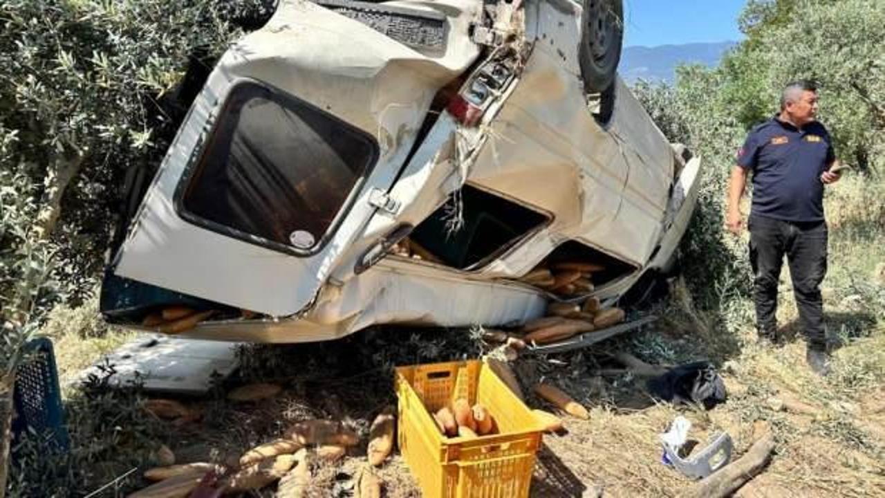 Ticari araç zeytinliğe uçtu: 1 ölü