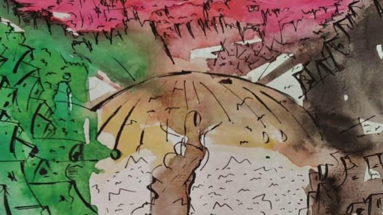 "Gazze'nin Sesi Ol Zulmü Postala" resim sergisi Ayasofya'da
