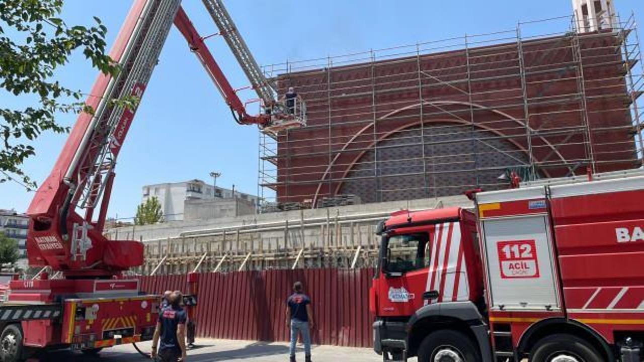 Cami inşaatında yangın paniği!