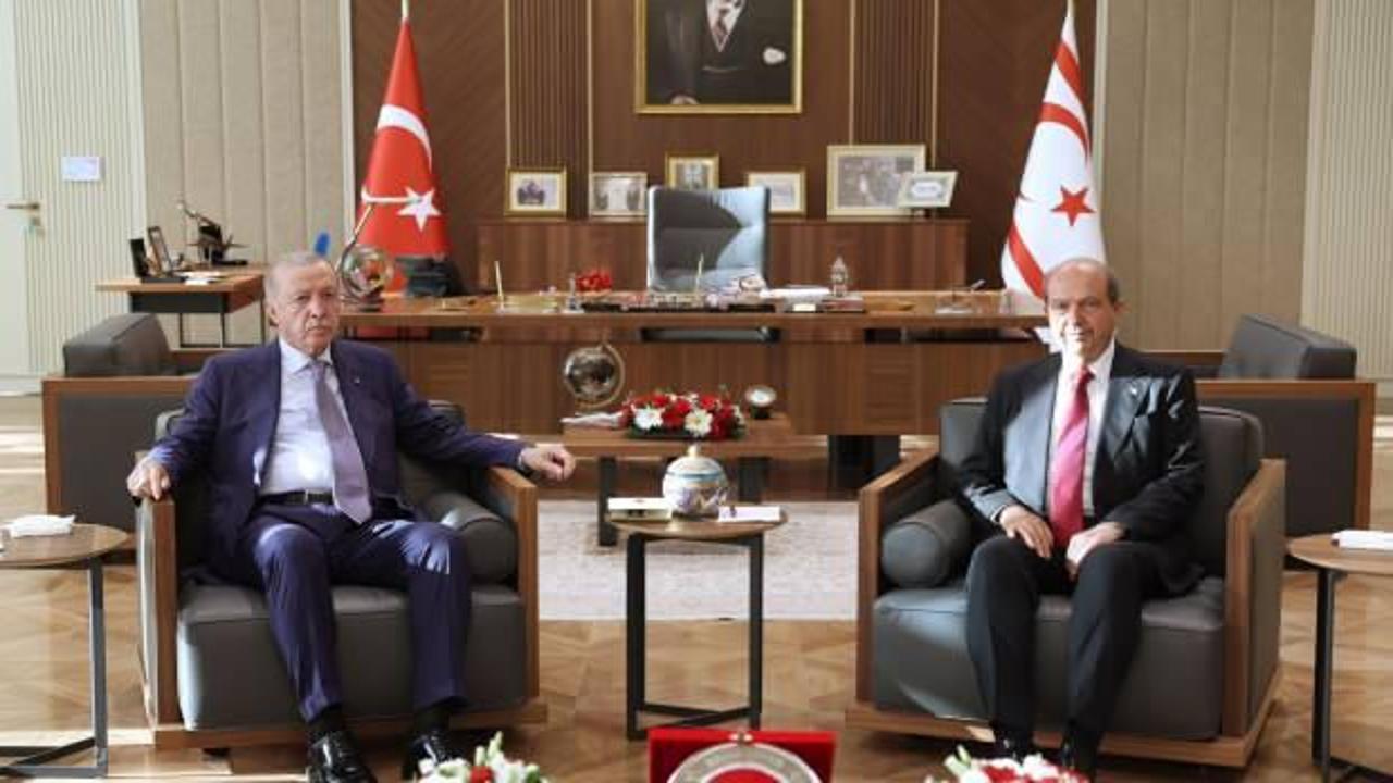 Cumhurbaşkanı Erdoğan, KKTC Cumhurbaşkanı Tatar ile görüştü