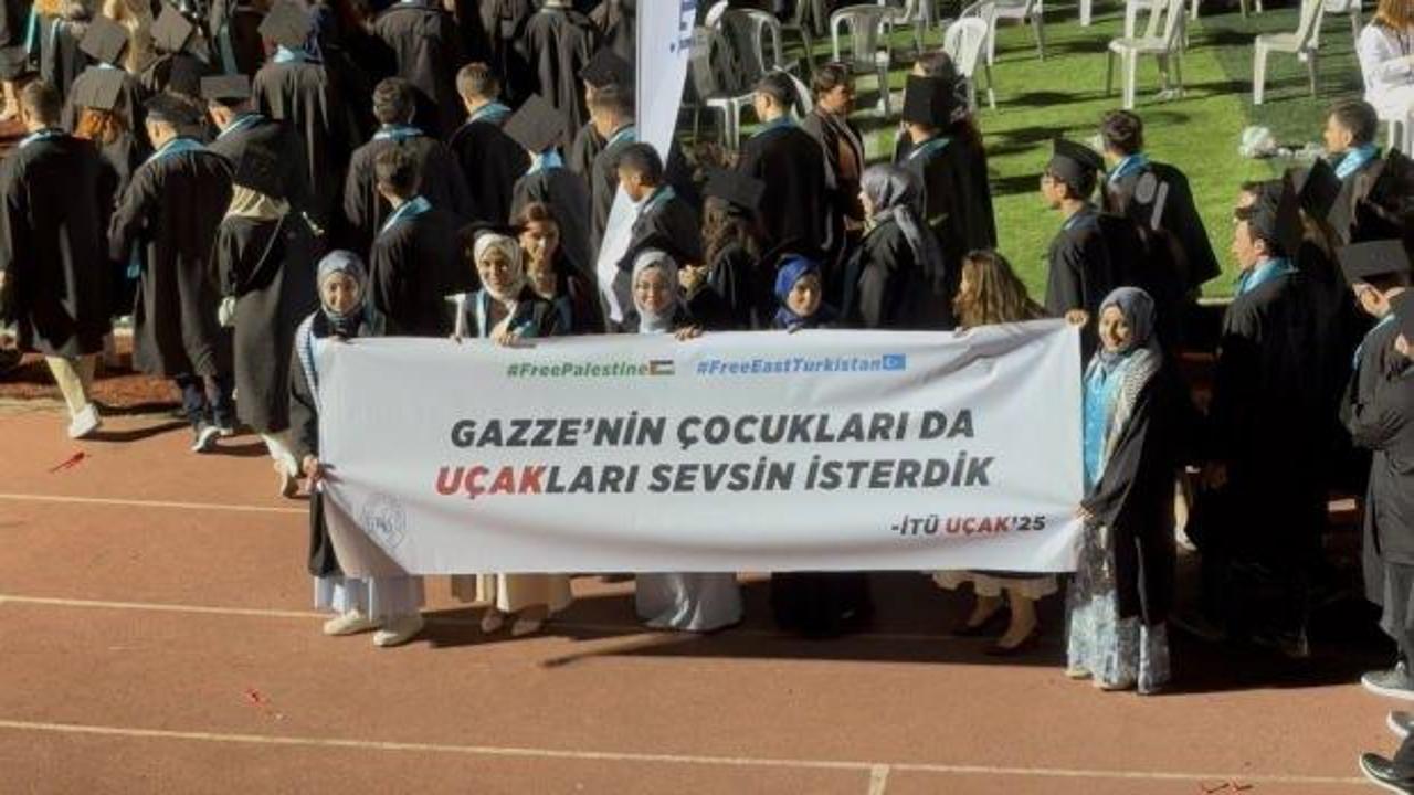 Üniversitelilerden en anlamlı pankart: İTÜ öğrencilerinden Gazze çocuklarına 'uçak' mesajı