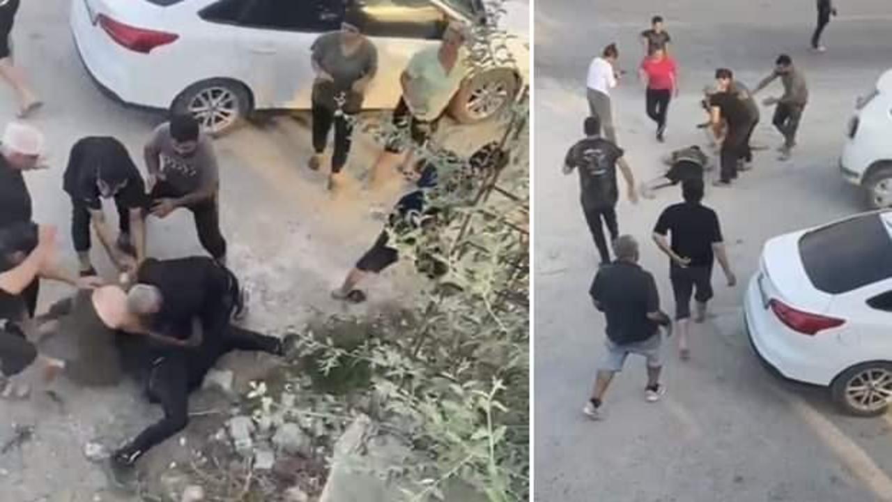 Kavgayı ayırmaya &ccedil;alışırken bı&ccedil;aklandılar! Korkun&ccedil; anlar kamerada