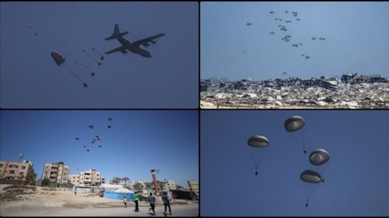 Gazze'ye havadan yardım malzemesi indirildi
