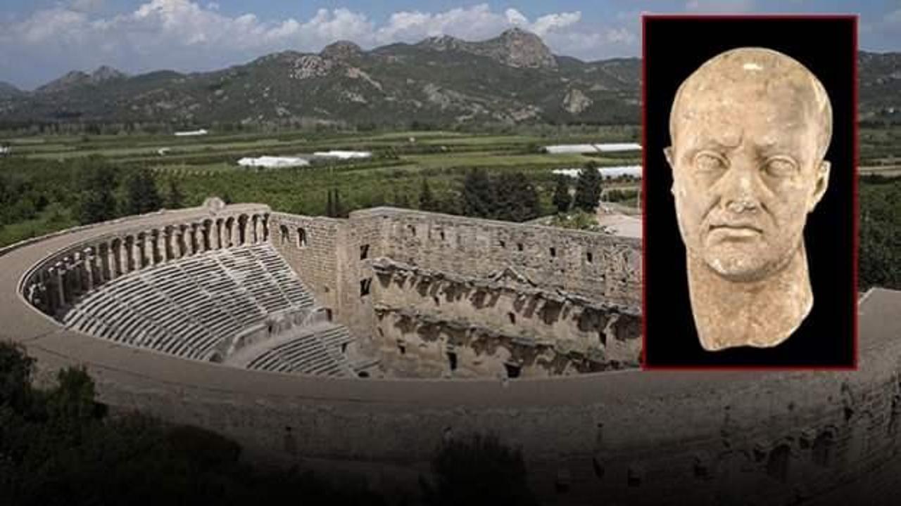 Aspendos kazılarında Roma Dönemi'ne ait imparator başı heykeli bulundu