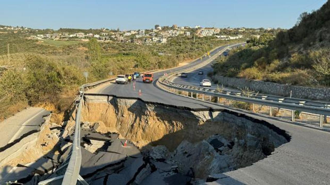 Bir anda çöktü! Kuşadası-Söke kara yolu ulaşıma kapatıldı