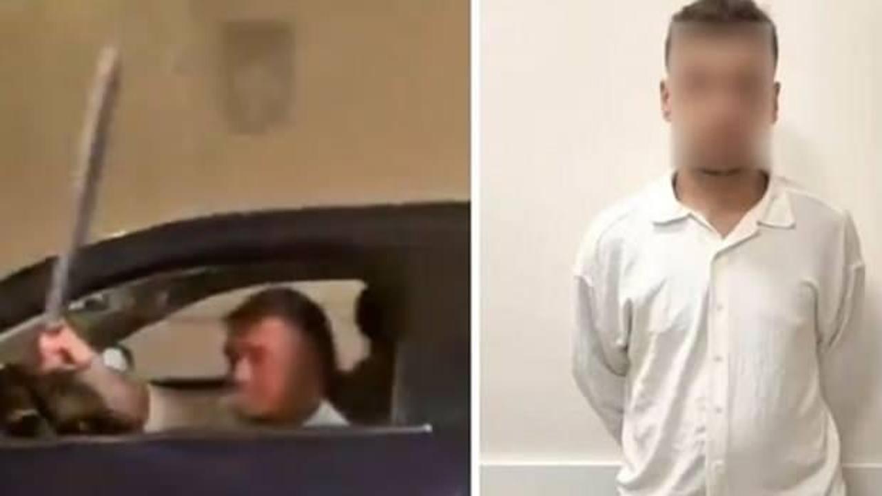 Trafikte tehditler savurmuştu! Döner bıçaklı maganda yakalandı