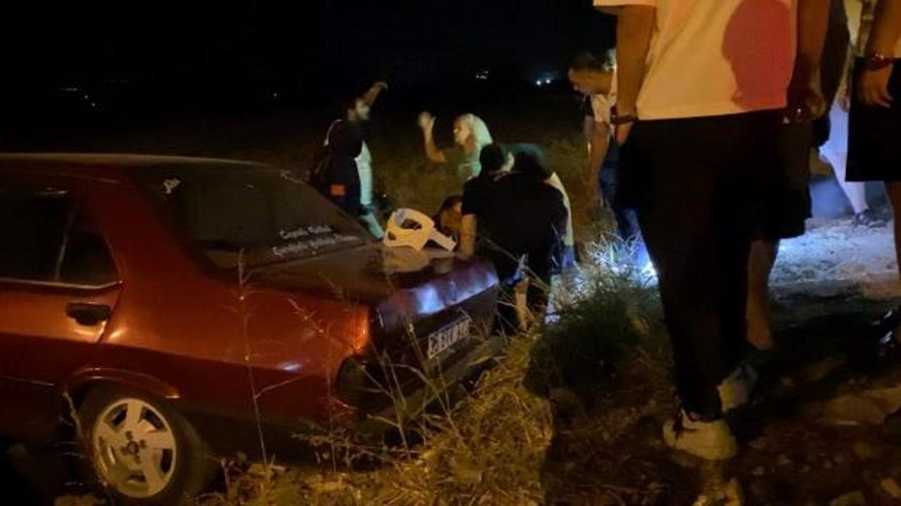 Tartıştığı damadının otomobiliyle kaçarken tarlaya uçtu