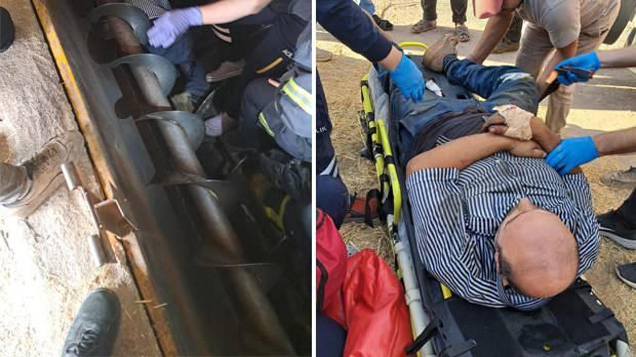 Yem karma makinesine düşen işçi yaralı halde kurtarıldı