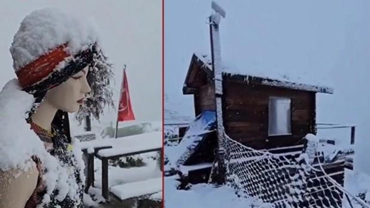 Rize'de kar s&uuml;rprizi: Kar kalınlığı 20 santimin &uuml;zerinde!