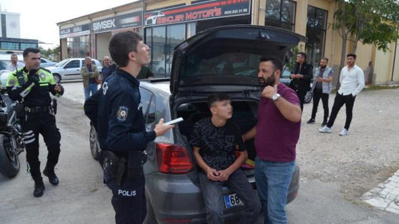 Aksaray’da ‘dur' ihtarına uymayan sürücü, 14 yaşındaki çocuk çıktı