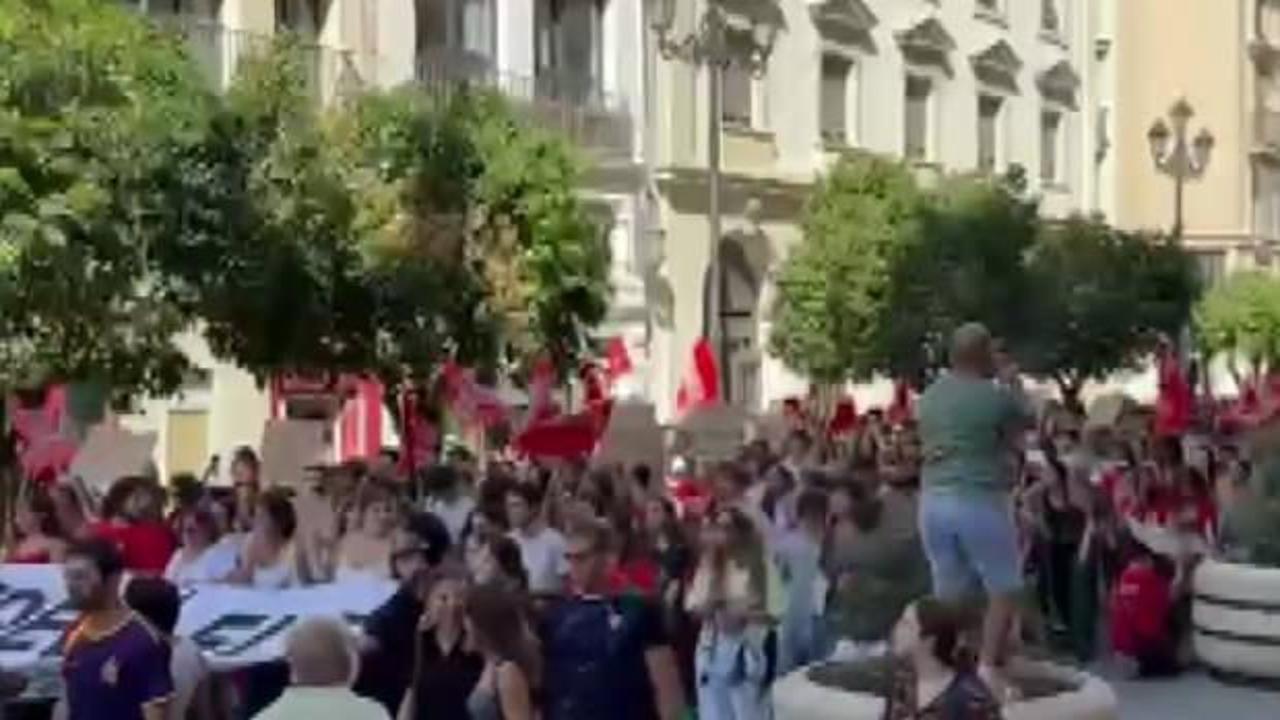 İspanya'da İsrail eylemi! Binler sokağa döküldü! 