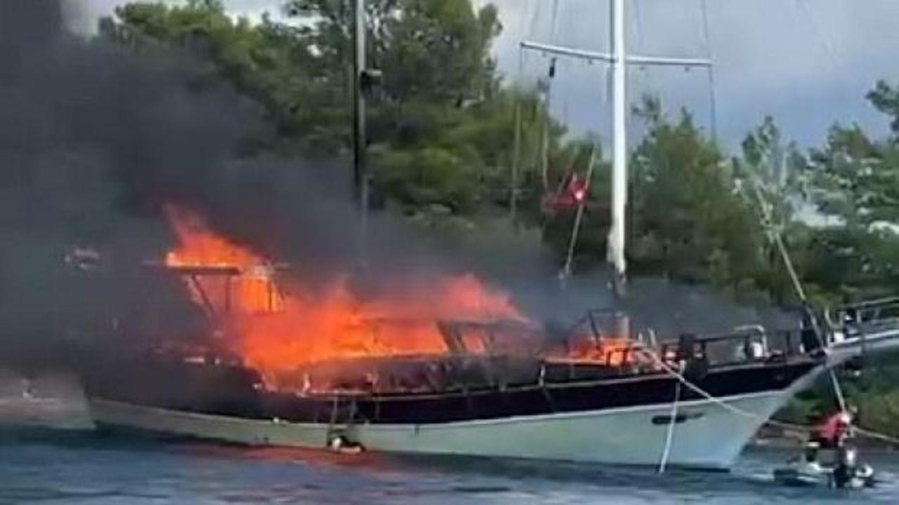 Göcek'te tekne alevlere teslim oldu