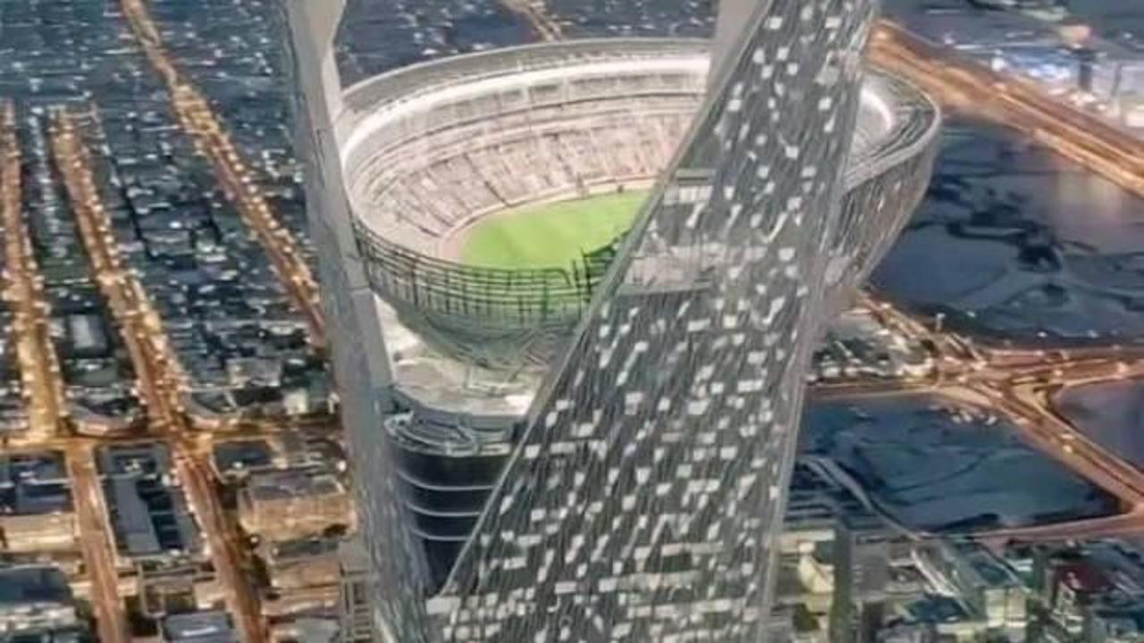 &Ccedil;ılgın proje tanıtıldı! D&uuml;nya Kupası 350 metre y&uuml;ksekte oynanacak