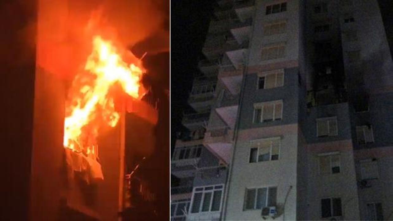 Antalya'da korku dolu anlar! 15 katlı binadaki daire küle döndü