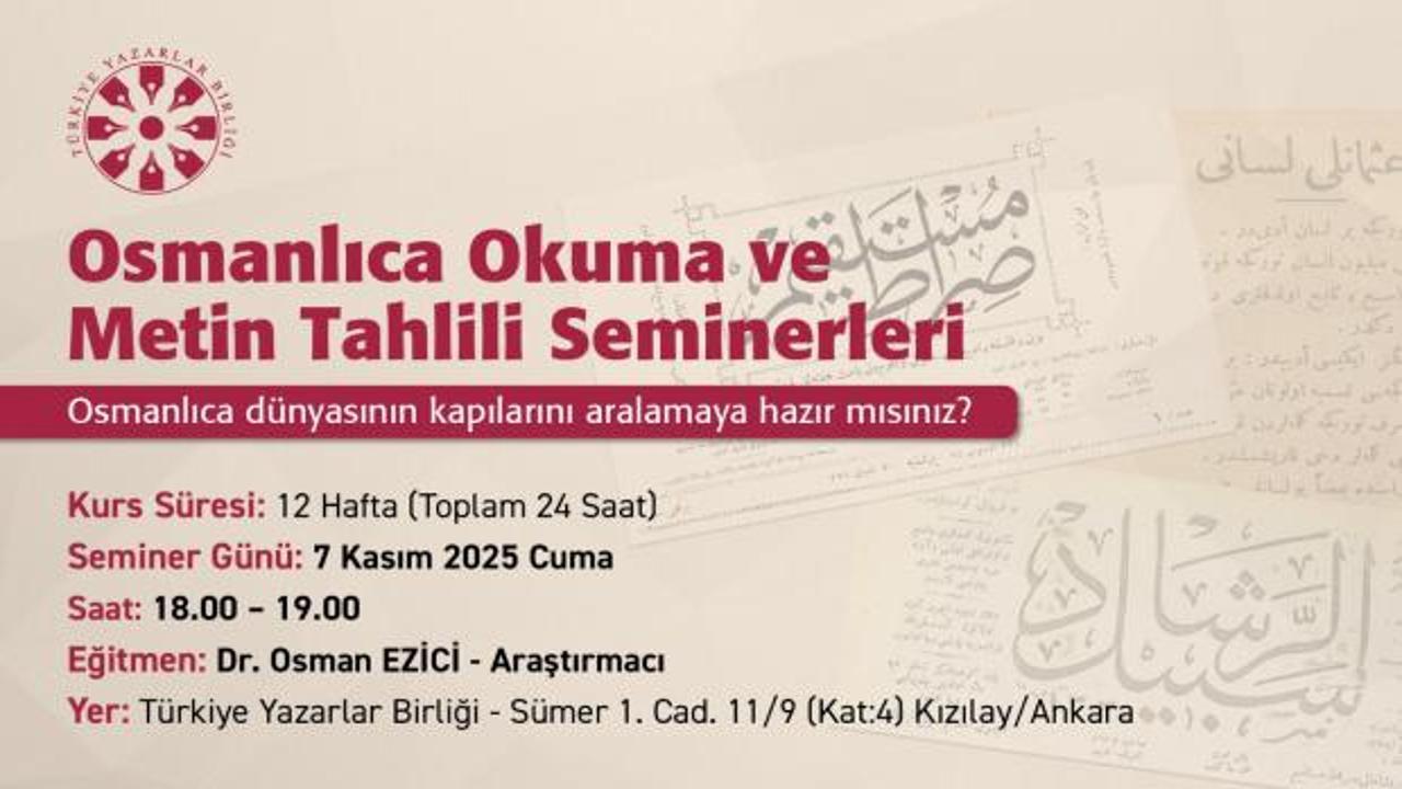 TYB yoğun ilgi ve talep üzerine Osmanlıca derslerine yeniden başlıyor