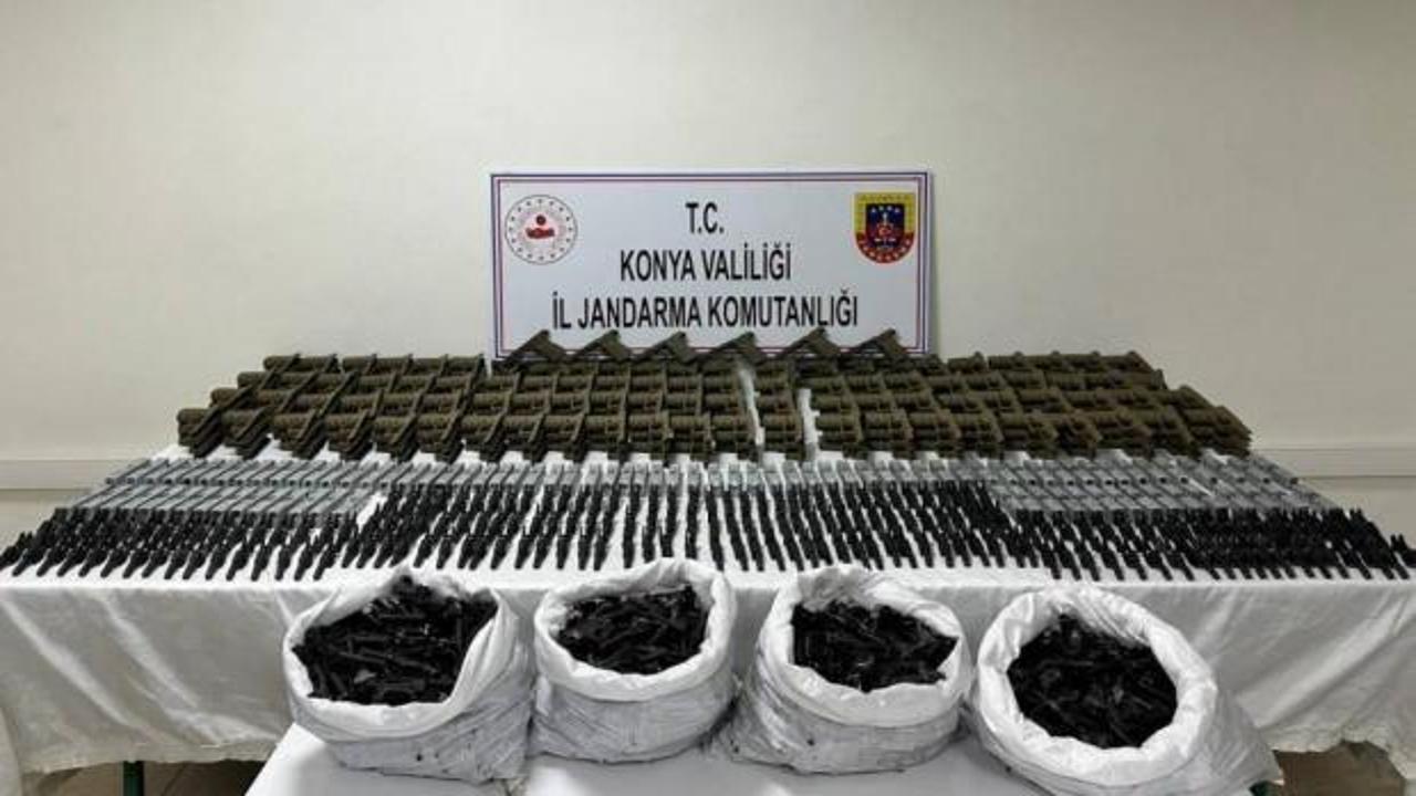 Konya'da çok sayıda silah parçası ele geçirildi