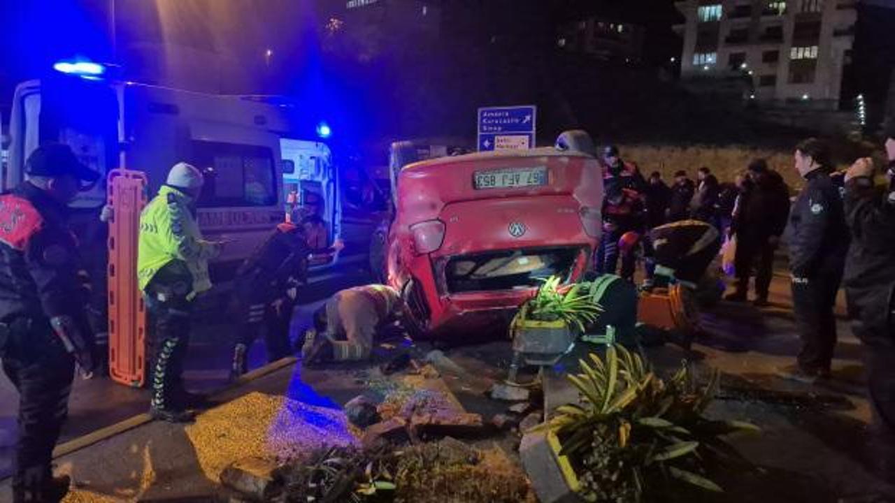 Polisten ka&ccedil;an otomobil takla attı: Biri ağır 3 yaralı
