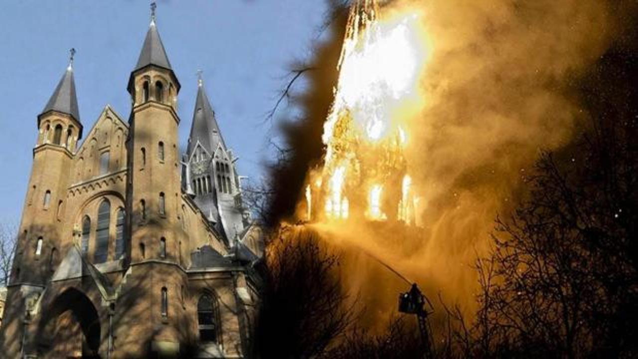 Tarihi kilisede yangın: Amsterdam'daki yangına müdahale sürüyor