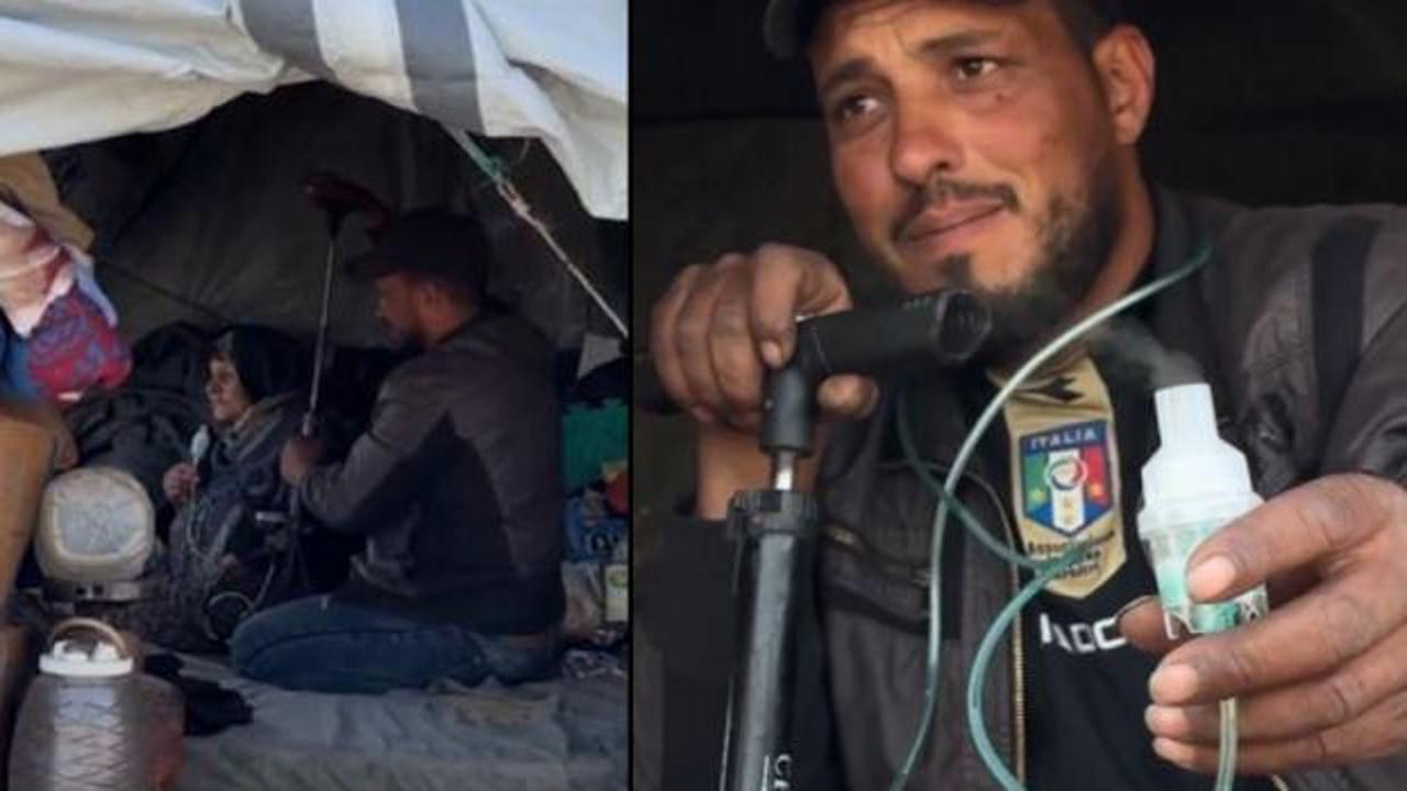 Solunum cihazı yerine lastik pompası! Filistinli genç hasta annesine böyle çözüm buldu