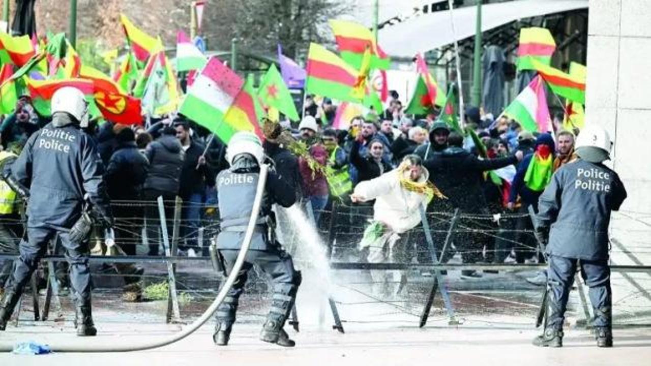 Brüksel polisinden PKK'lılara sert müdahale