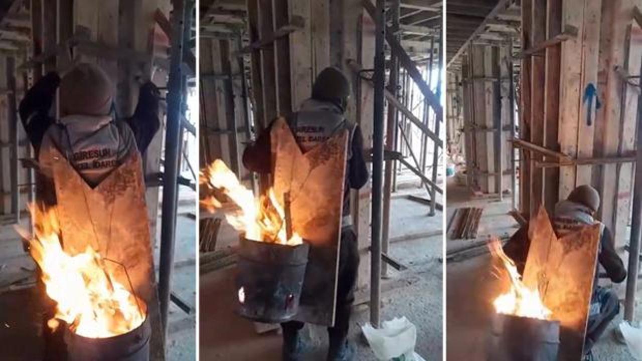 Giresunlu ustadan dondurucu soğuğa 'Karadeniz usulü' çözüm