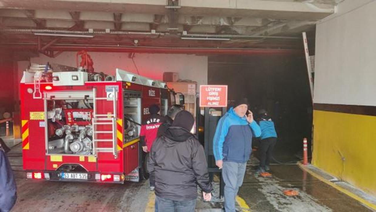 Rize'de yer altı otoparkında &ouml;nce patlama sonra yangın paniği