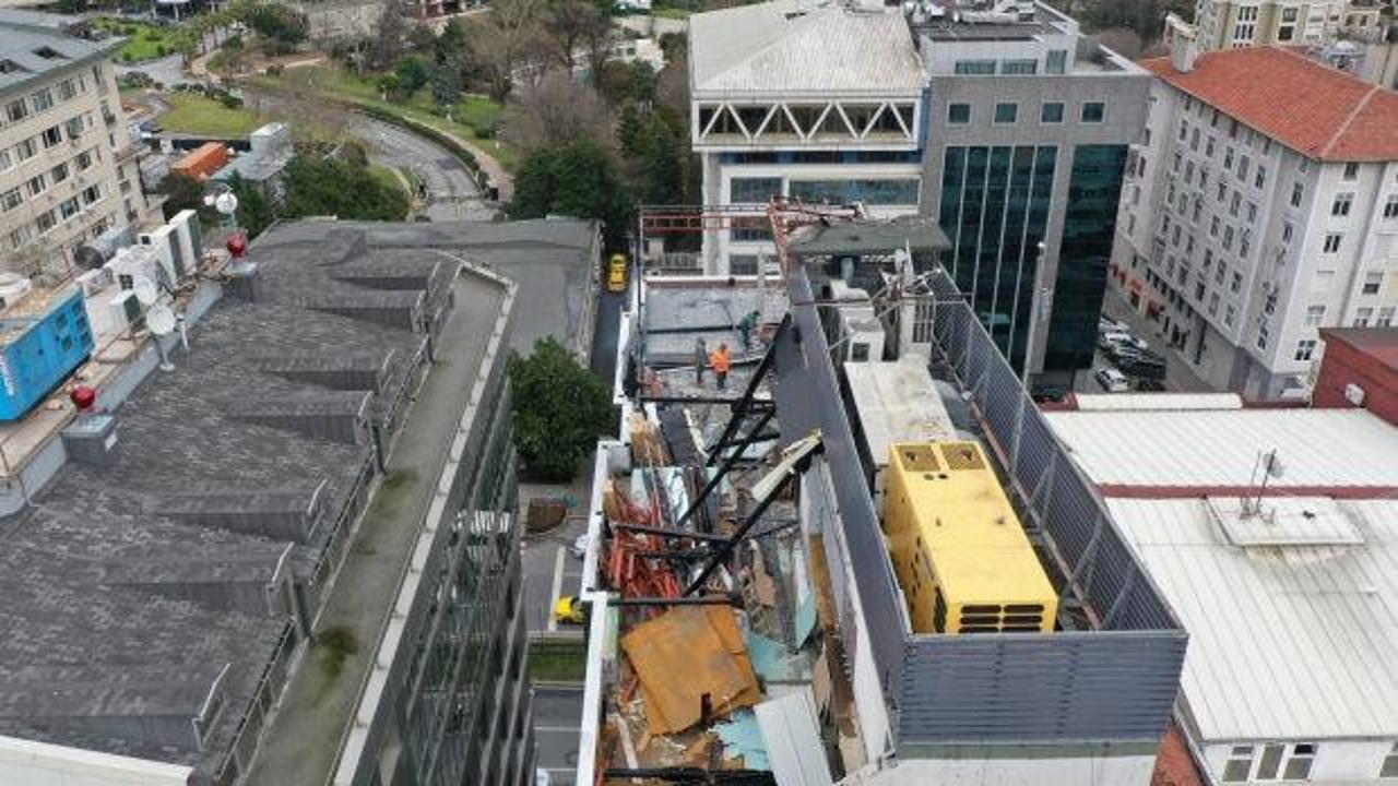 Şişli'de otelin kaçak yapıları yıkıldı