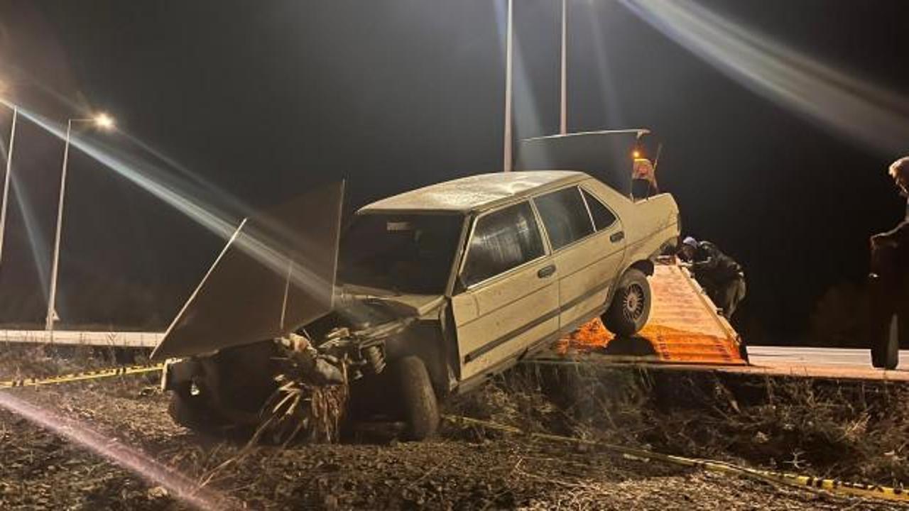Yola &ccedil;ıkan domuz sonu oldu: Konya'da takla atan araba şarampole yuvarlandı