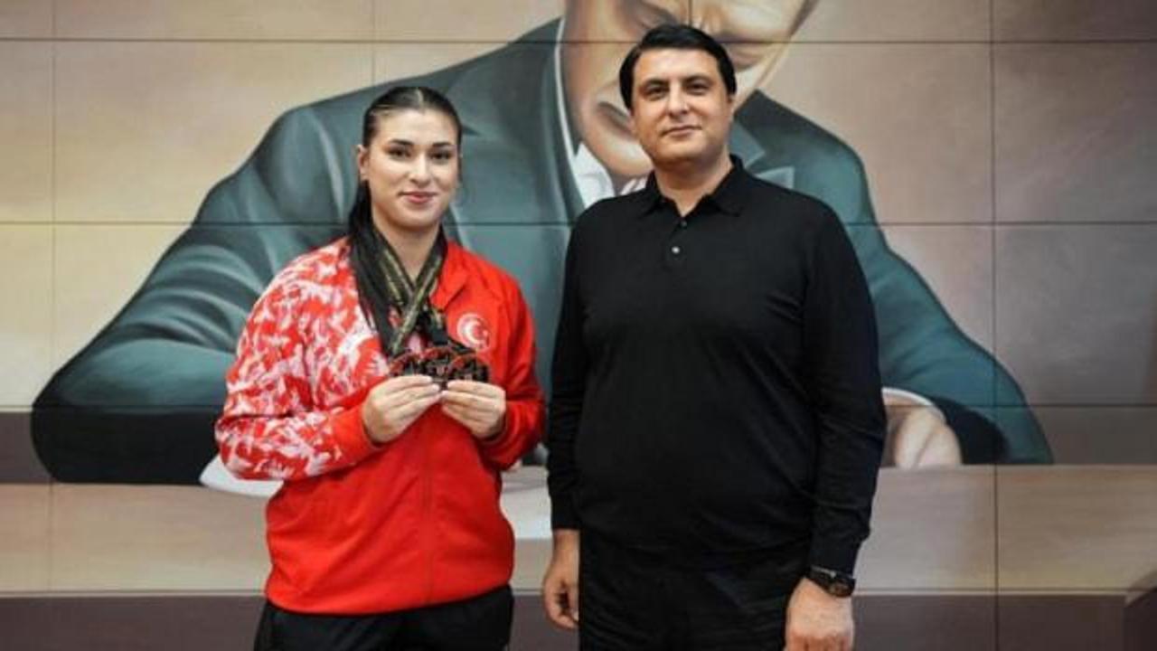 Avrupa rekortmeni Büşra Çan, Başkan Yılmaz'a konuk oldu