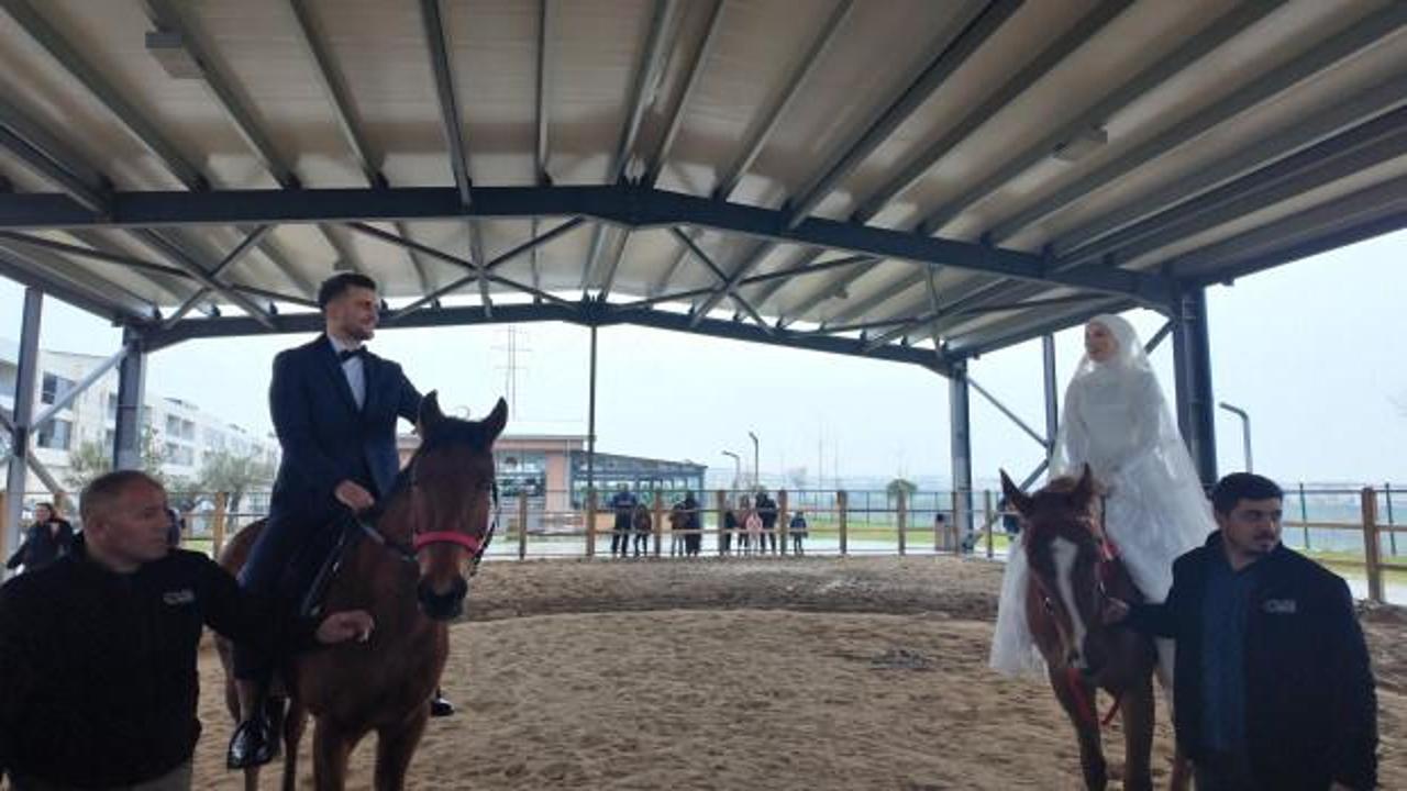 Gelin ata bindi, evet dedi! Esenyurt'ta atas&ouml;z&uuml; ger&ccedil;eğe d&ouml;n&uuml;şt&uuml;