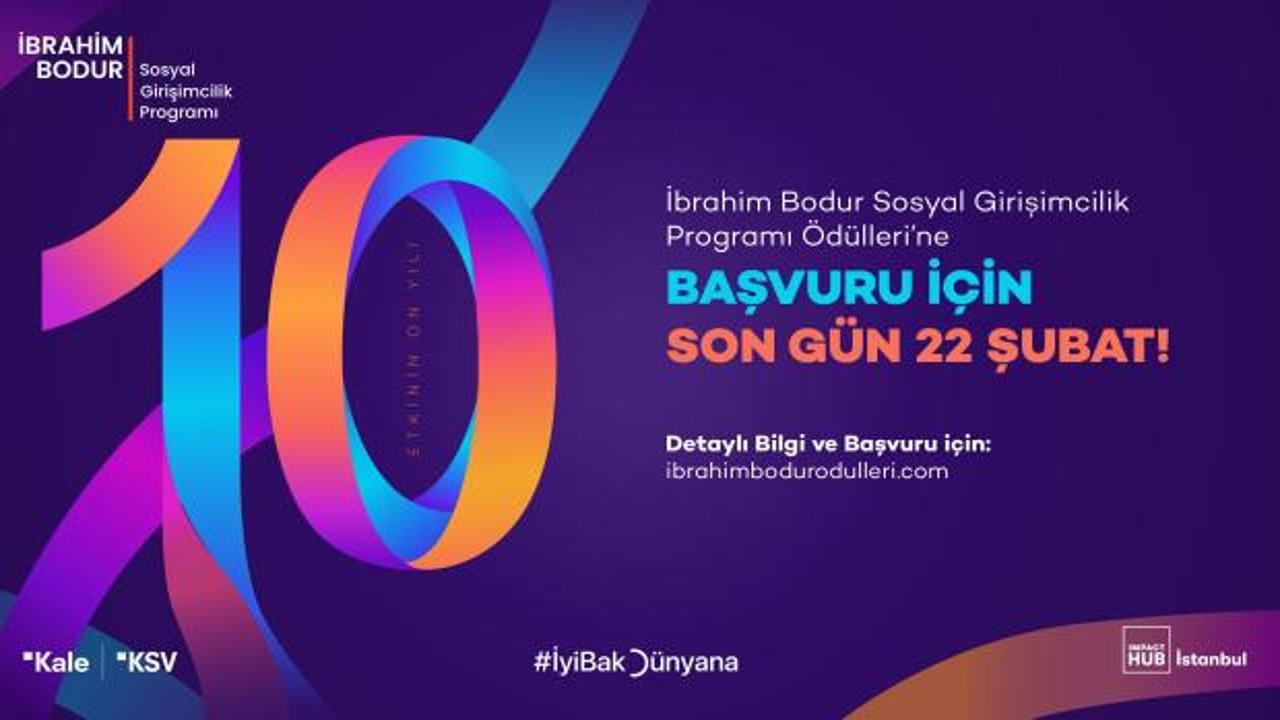 İbrahim Bodur Sosyal Girişimcilik Ödülleri’ne başvuru için son gün 22 Şubat!