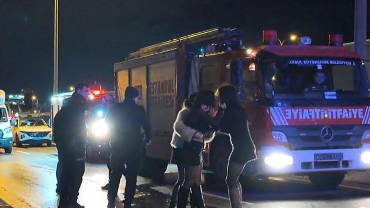 E-5'te feci kaza: Araç yan yola uçtu, kadınlar birbirine girdi