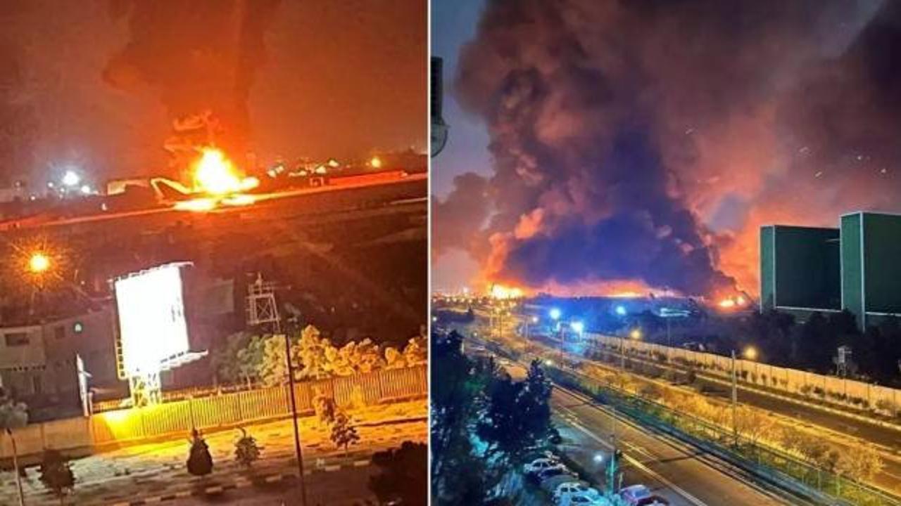 İran'da uluslararası havalimanı vuruldu: Uçaklar alev alev yandı