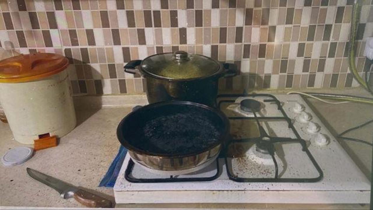 Manisa'da ocakta unutulan yemek can aldı