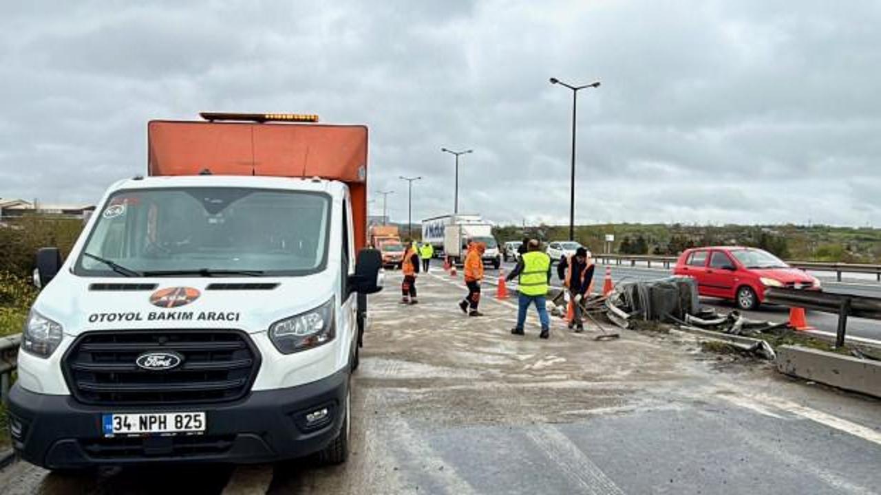 Anadolu Otoyolu'nda ulaşımı aksatan kaza! Bariyere girdi