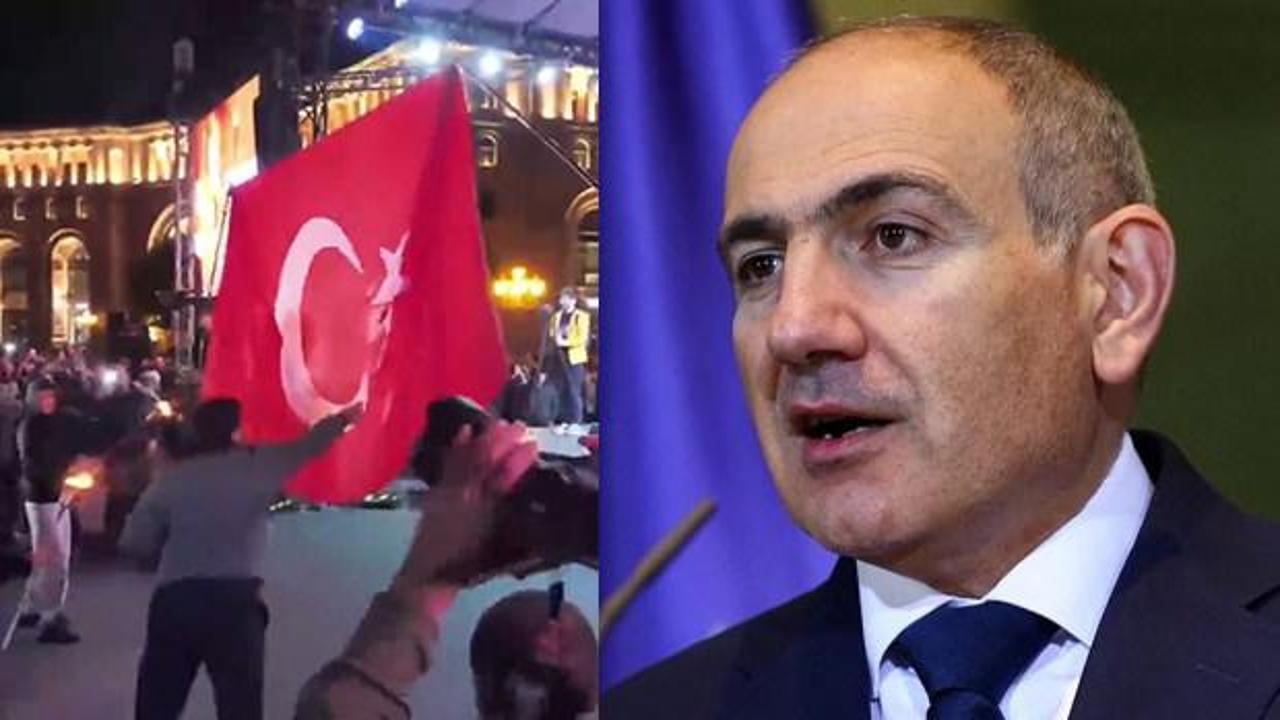 Erivan'da Türk bayrağı yakıldı! Paşinyan'dan kınama