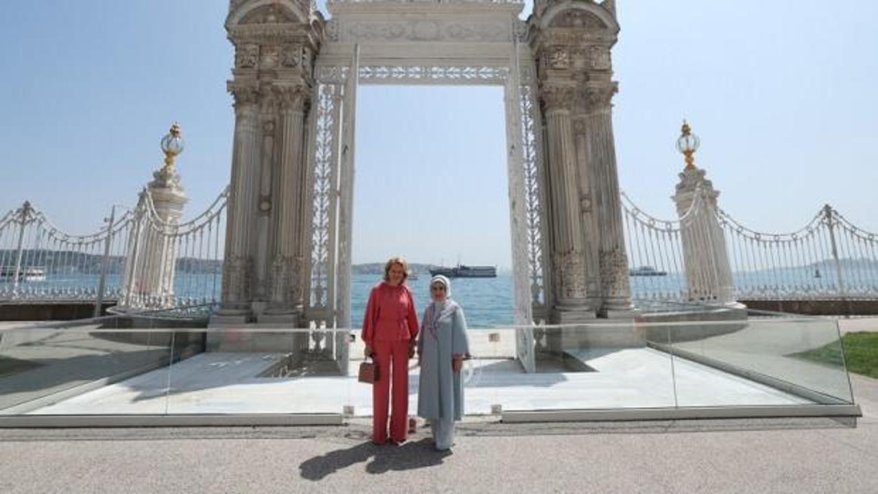 Emine Erdoğan, Krali&ccedil;e Mathilde'yi Dolmabah&ccedil;e Sarayı'nda ağırladı