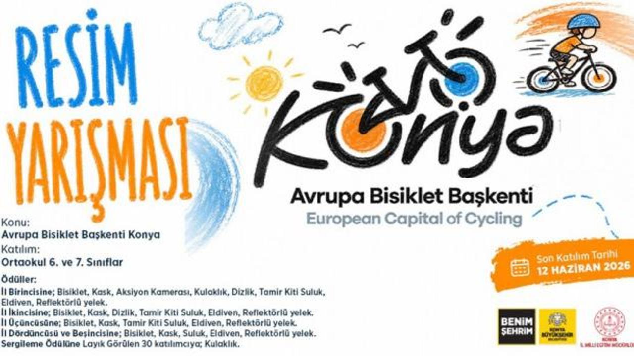 Konya B&uuml;y&uuml;kşehir'den &ouml;ğrenciler i&ccedil;in Avrupa bisiklet başkenti Konya temalı resim yarışması