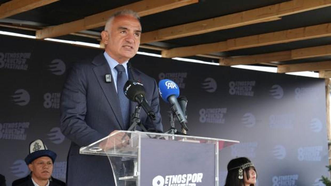 K&uuml;lt&uuml;r ve Turizm Bakanı Mehmet Nuri Ersoy'dan Etnospor Festivali'nde Gazze vurgusu!