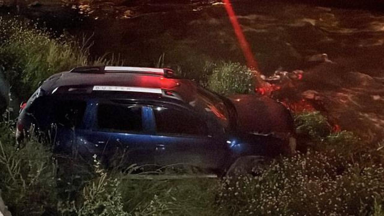 Otomobil dereye u&ccedil;tu, s&uuml;r&uuml;c&uuml; aracı bırakıp gitti